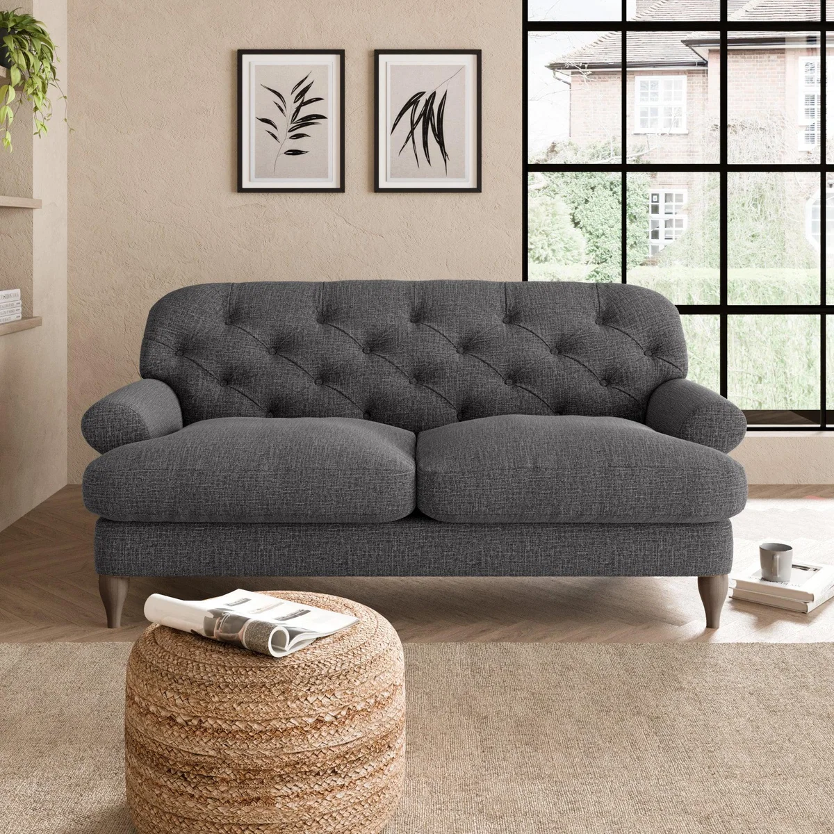 Canterbury Textured Weave 2 Seater Sofa Textured Weave Graphite – image 1