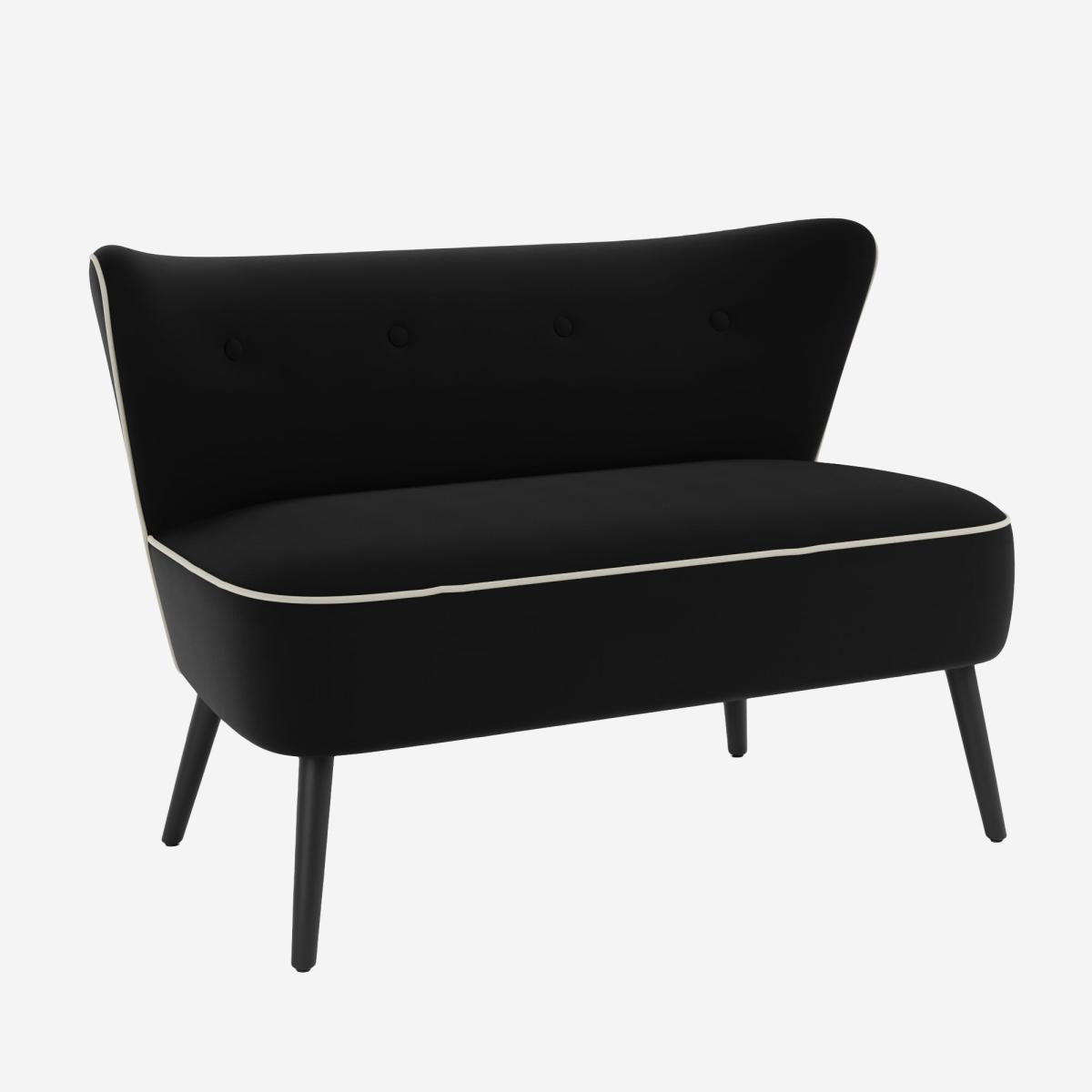 Eliza Contrast Velvet 2 Seater Sofa Black – image 2