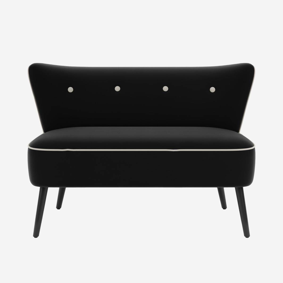 Eliza Contrast Velvet 2 Seater Sofa Black – image 3