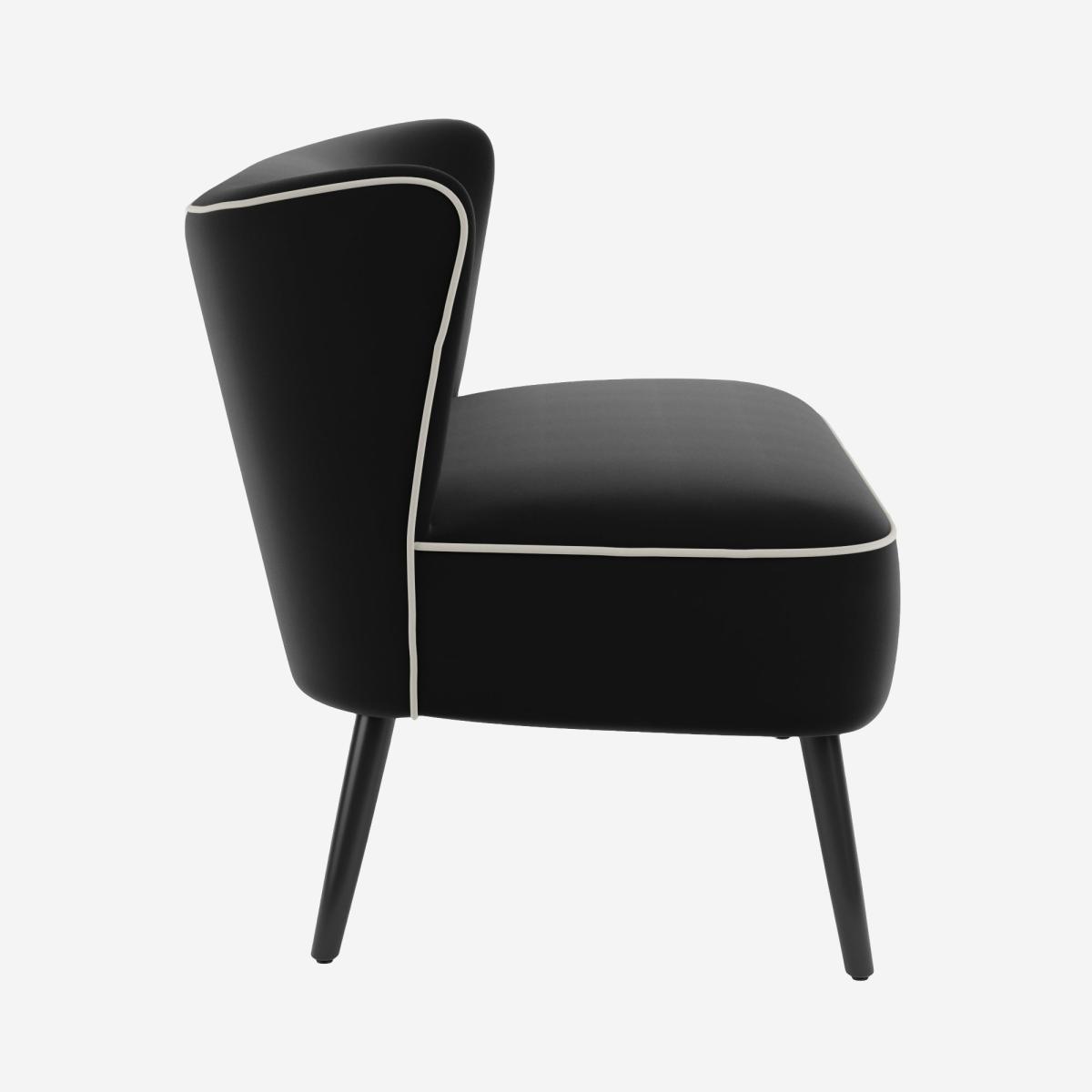 Eliza Contrast Velvet 2 Seater Sofa Black – image 4