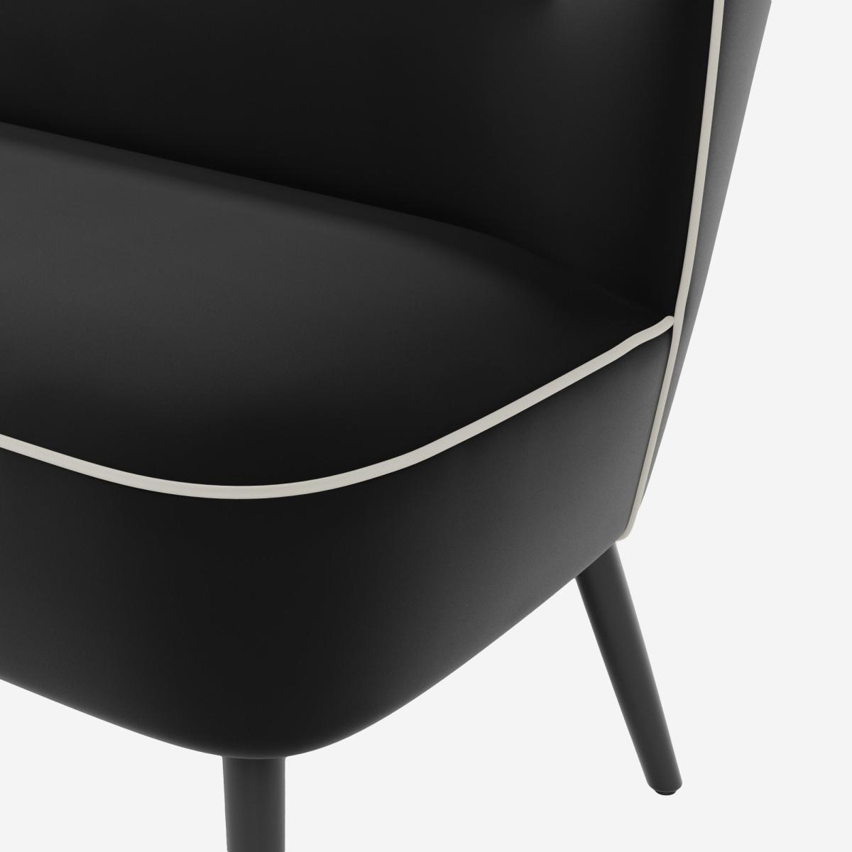 Eliza Contrast Velvet 2 Seater Sofa Black – image 6