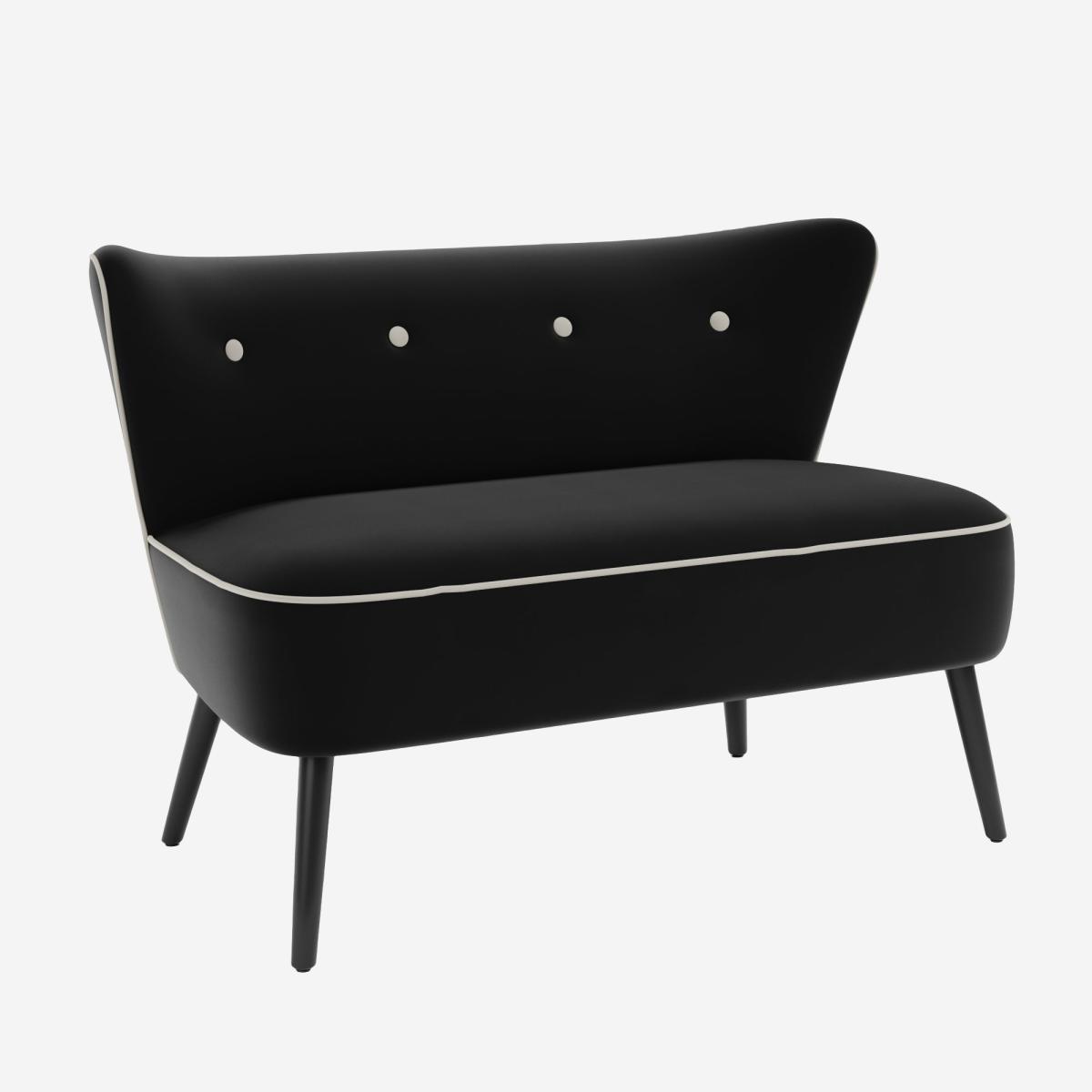 Eliza Contrast Velvet 2 Seater Sofa Black – image 1