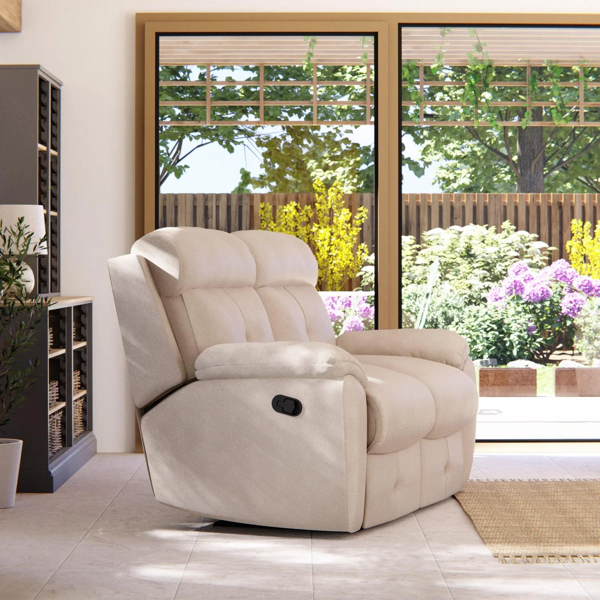 Abbotsbury 2 Seater Manual Recliner Sofa Chenille Sand – image 4