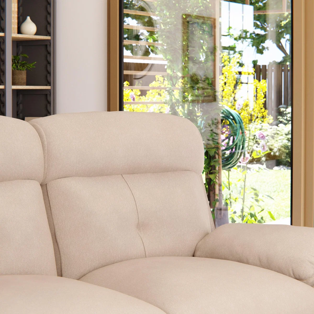 Abbotsbury 2 Seater Manual Recliner Sofa Chenille Sand – image 7