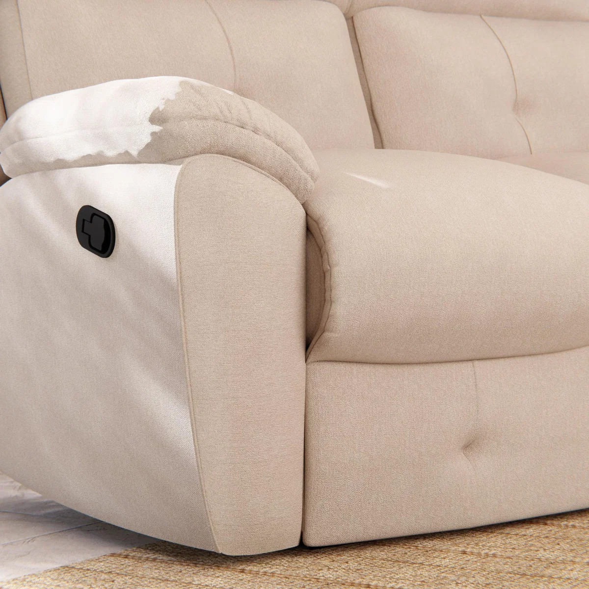 Abbotsbury 2 Seater Manual Recliner Sofa Chenille Sand – image 8