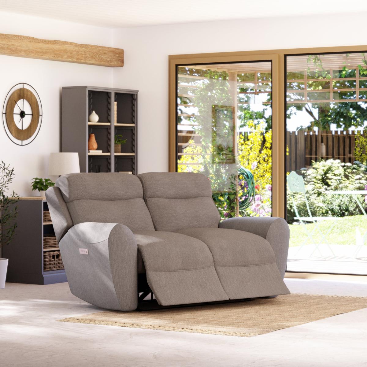 Wareham 2 Seater Power Recliner Sofa Honeycomb Chenille Linen – image 2