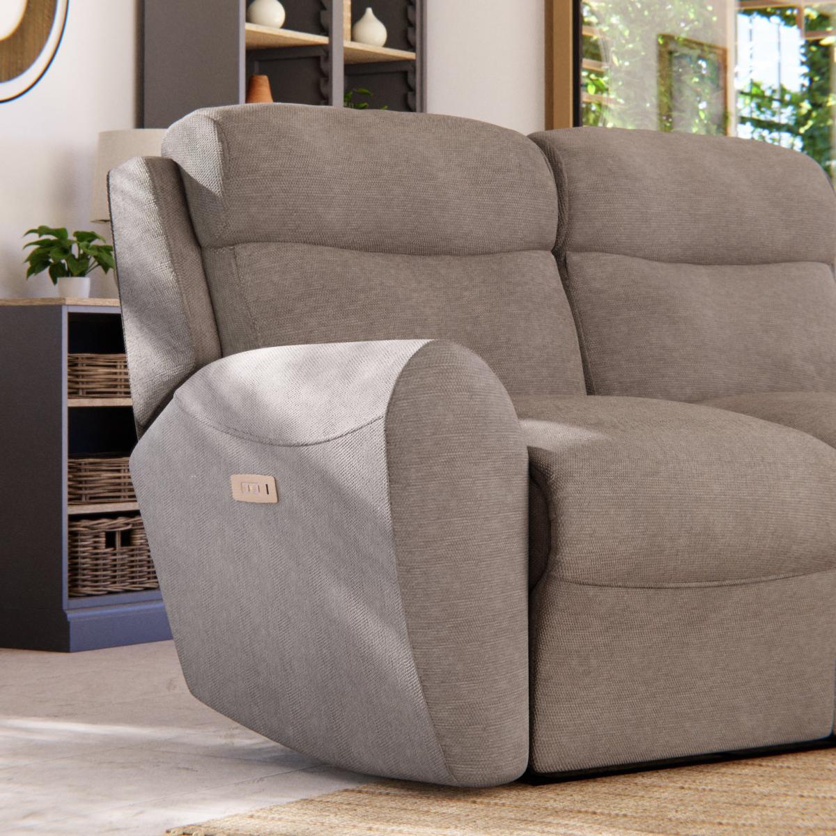 Wareham 2 Seater Power Recliner Sofa Honeycomb Chenille Linen – image 6