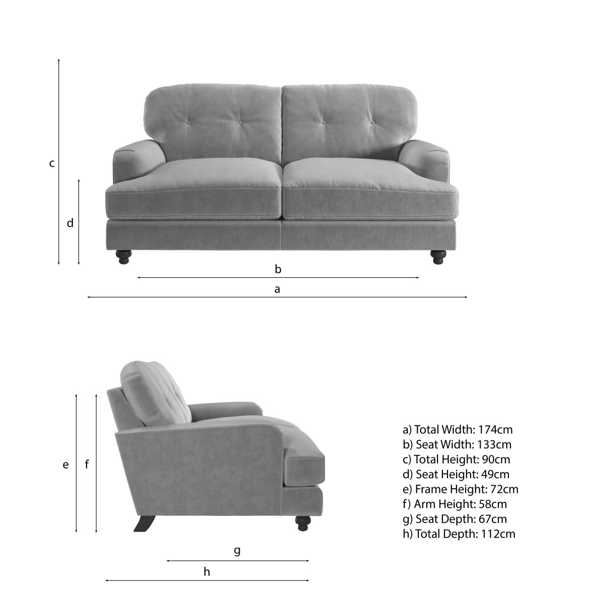 Martha Vintage Velvet 2 Seater Sofa Green – image 7