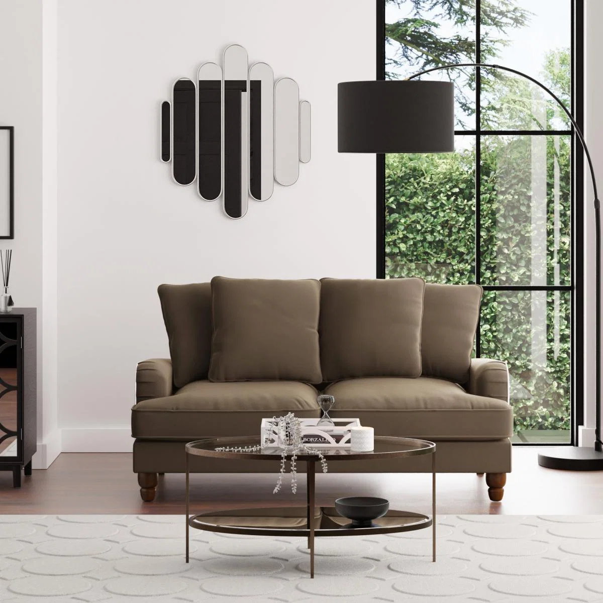Beatrice Velvet Scatter Back 2 Seater Sofa Taupe – image 1