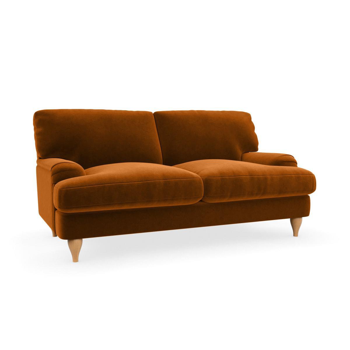 Darwin Luxury Velvet 2 Seater Sofa Luxury Velvet Orange Umber – image 2