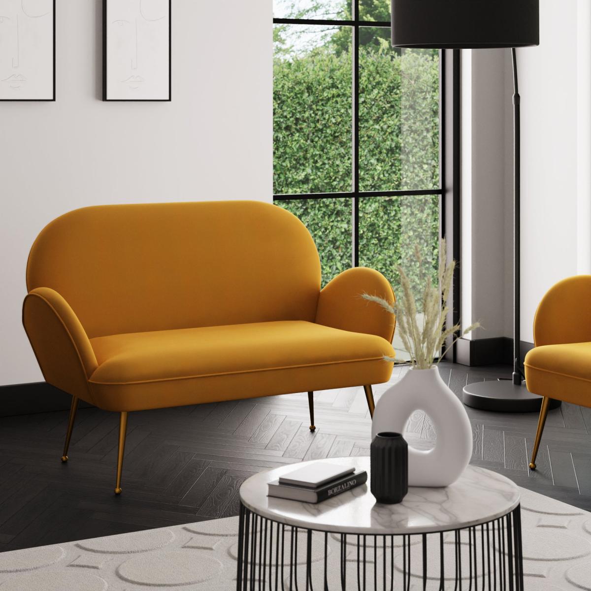 Kit Velvet 2 Seater Sofa Old Gold – image 1