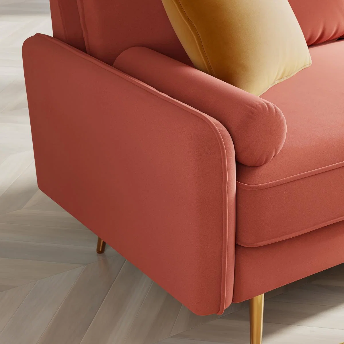 Cassie Velvet 2 Seater Sofa Apricot – image 2