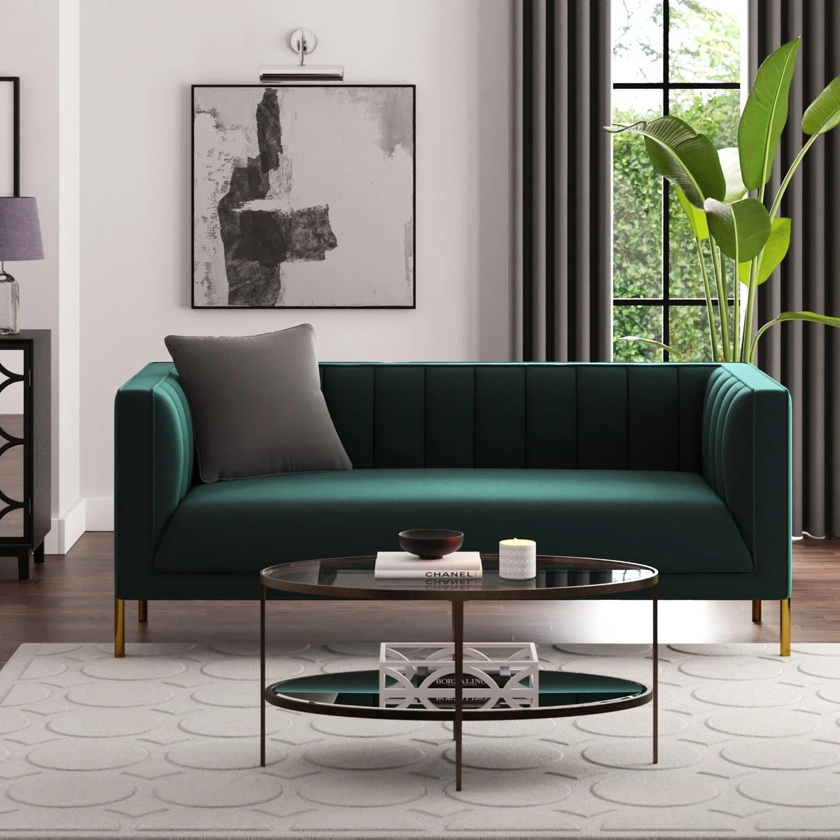 Bellamy Luxe Velvet 2 Seater Sofa Green – image 1