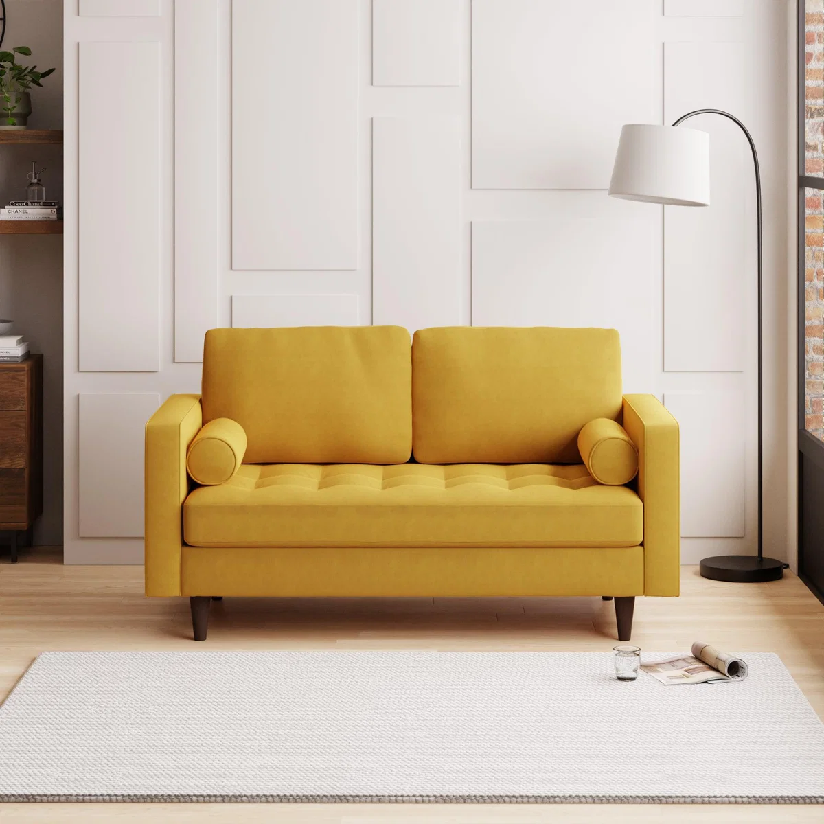 Zoe Velvet 2 Seater Sofa Honey (Yellow) – image 1