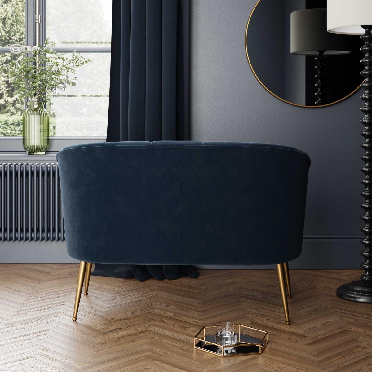 Matilda Velvet 2 Seater Sofa Velvet Luxe Navy – image 4