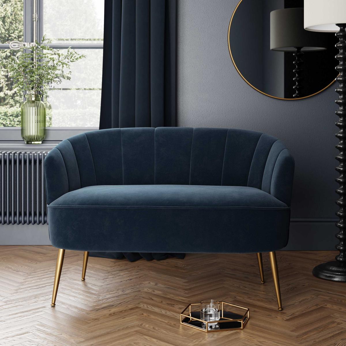 Matilda Velvet 2 Seater Sofa Velvet Luxe Navy – image 1