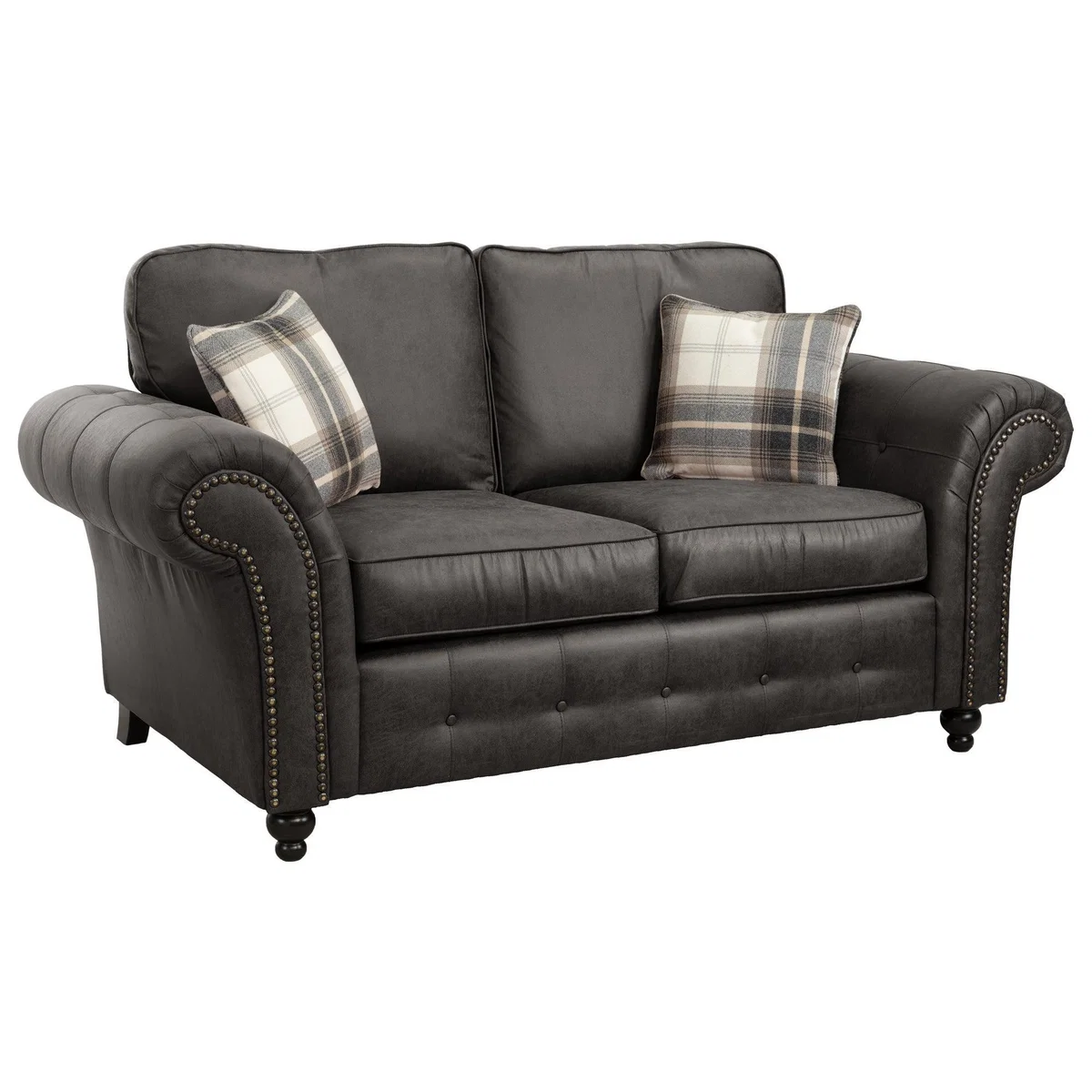Oakland Faux Leather 2 Seater Sofa Black – image 2