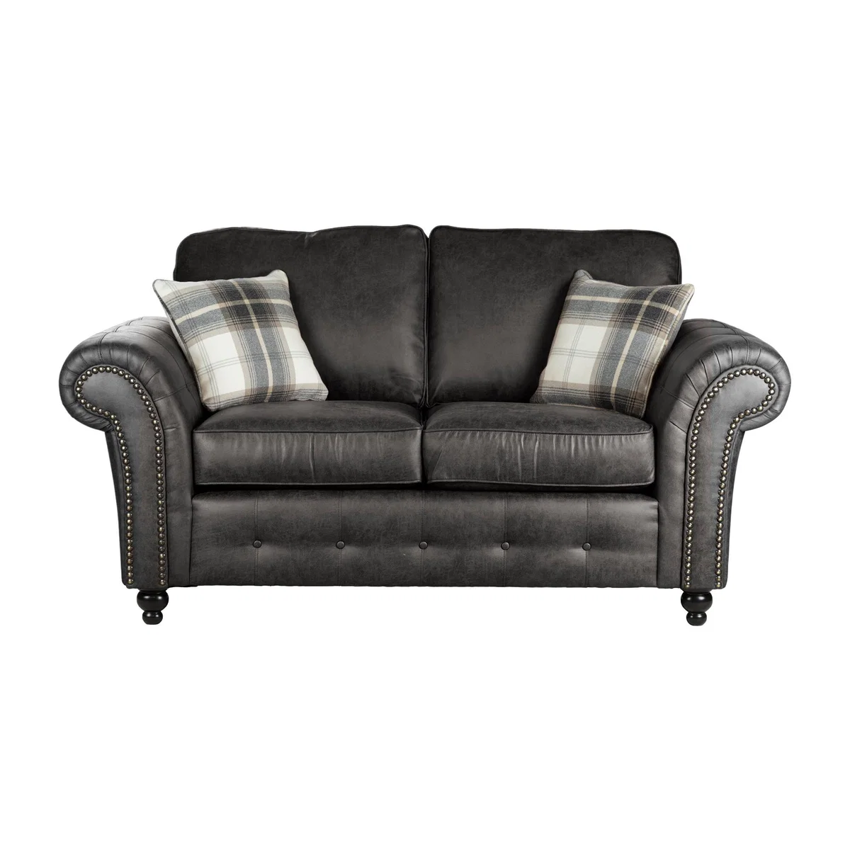 Oakland Faux Leather 2 Seater Sofa Black – image 1