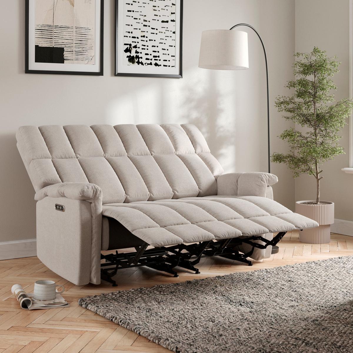 Spencer Chenille Power Recliner 2 Seater Sofa, Natural Natural – image 3