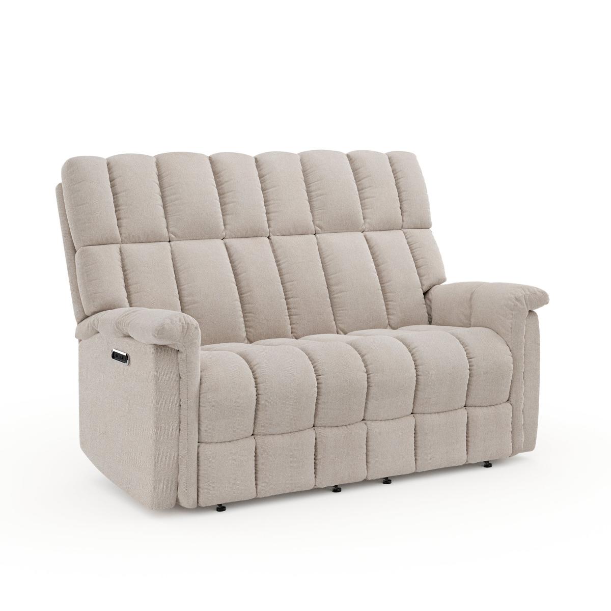 Spencer Chenille Power Recliner 2 Seater Sofa, Natural Natural – image 6