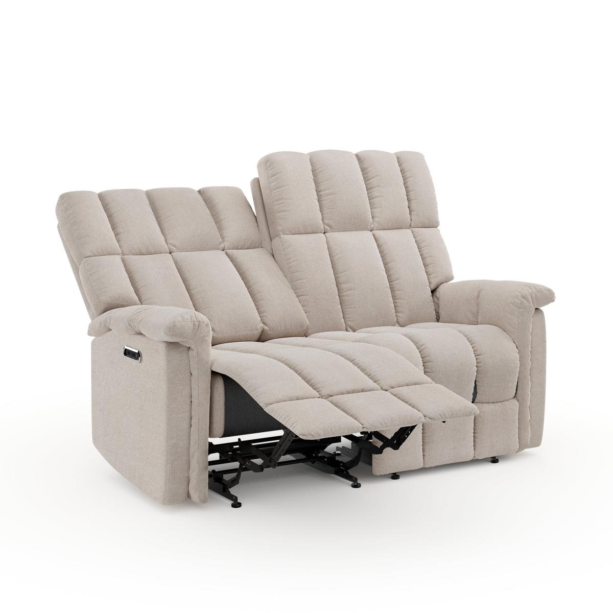 Spencer Chenille Power Recliner 2 Seater Sofa, Natural Natural – image 7