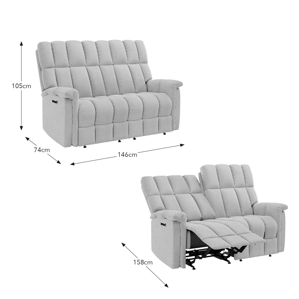 Spencer Chenille Power Recliner 2 Seater Sofa, Natural Natural – image 9