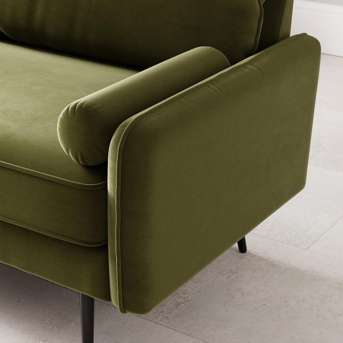 Cassie Velvet 2 Seater Sofa Olive (Green) – image 2