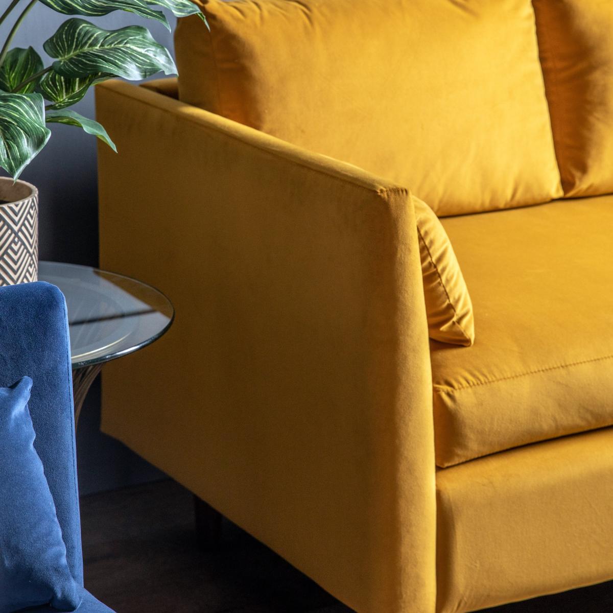 Telde 2 Seater Sofa in a Box, Velvet Yellow – image 3