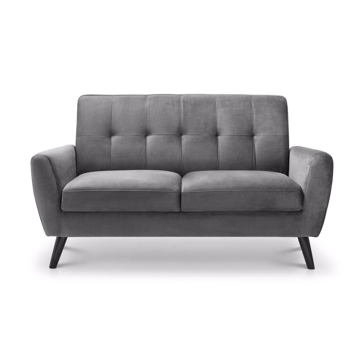 Monza Velvet Small 2 Seater Sofa Dark Grey – image 5