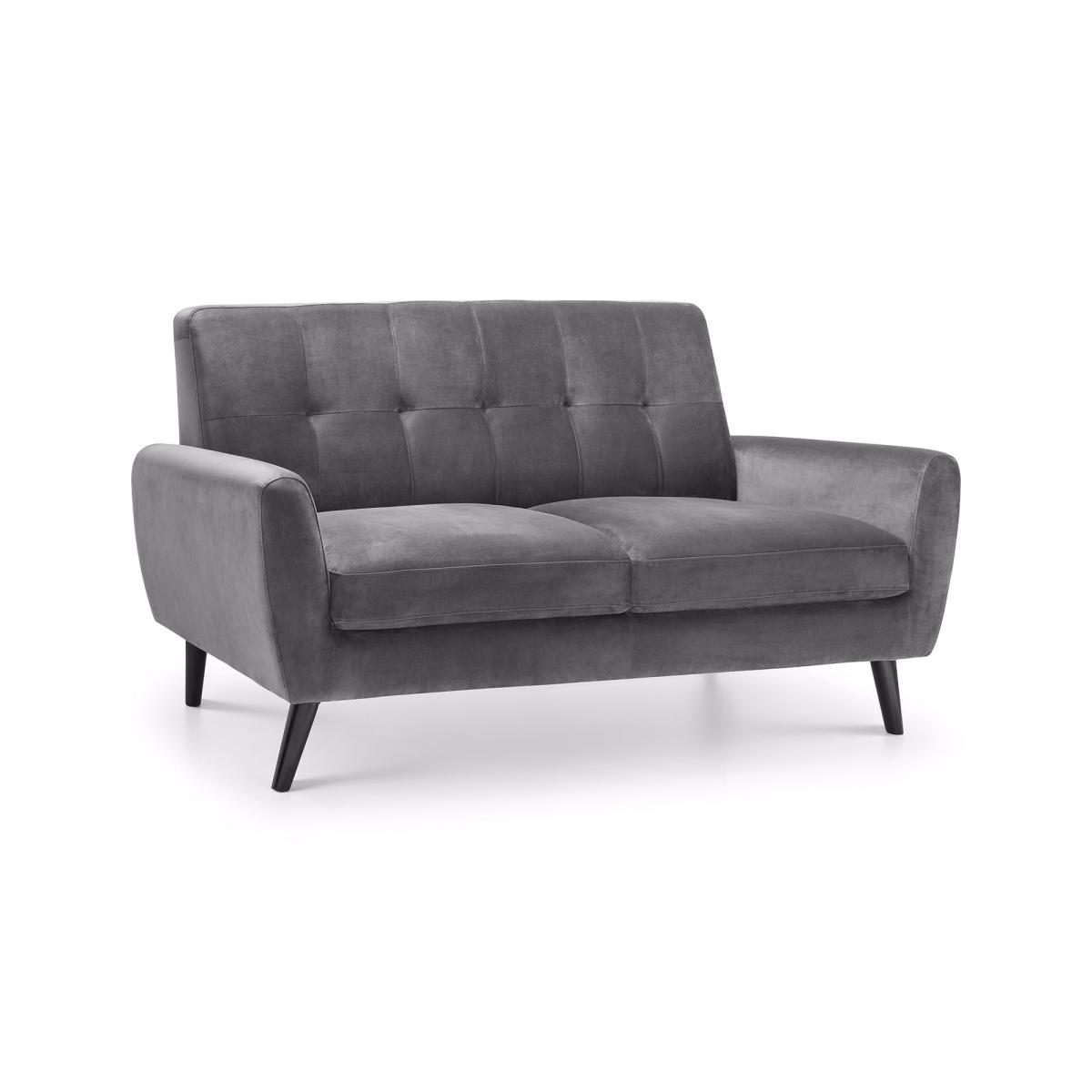 Monza Velvet Small 2 Seater Sofa Dark Grey – image 6
