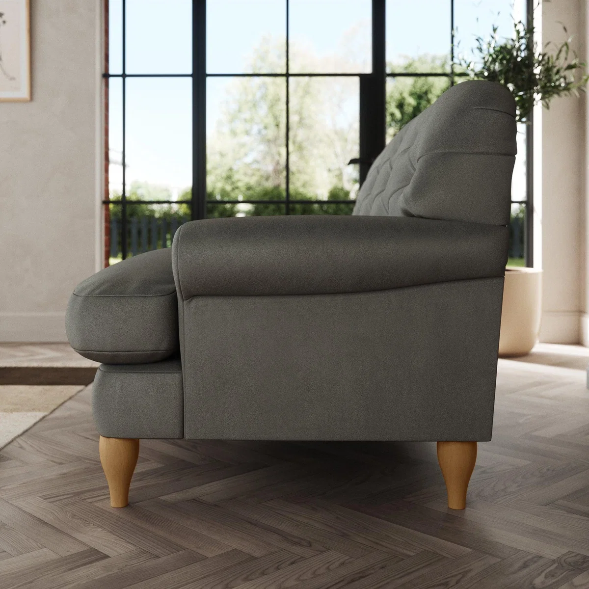 Canterbury 2 Seater Sofa Cosy Velvet Grey – image 3