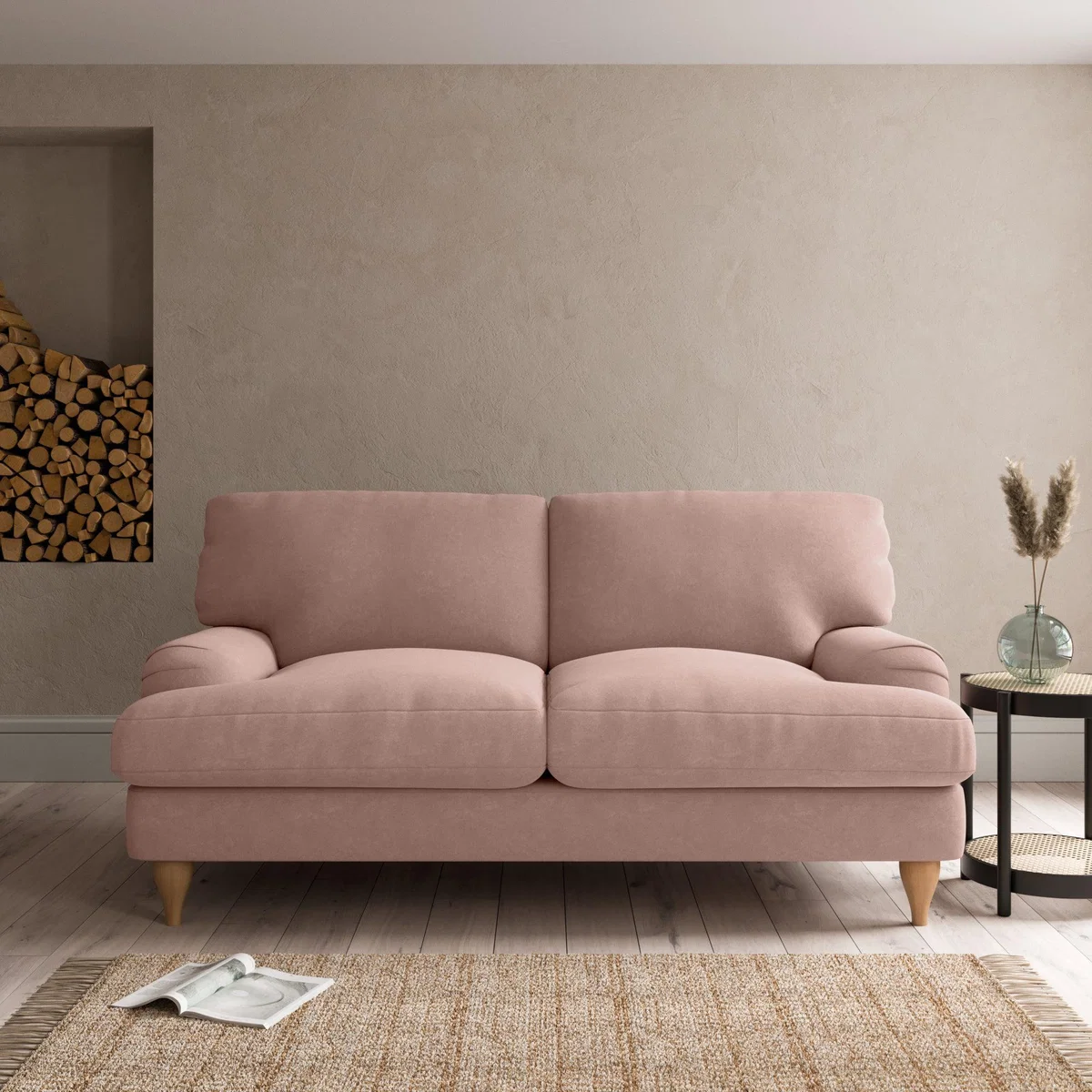 Darwin Luxury Velvet 2 Seater Sofa Luxury Velvet Peach Blush – image 1