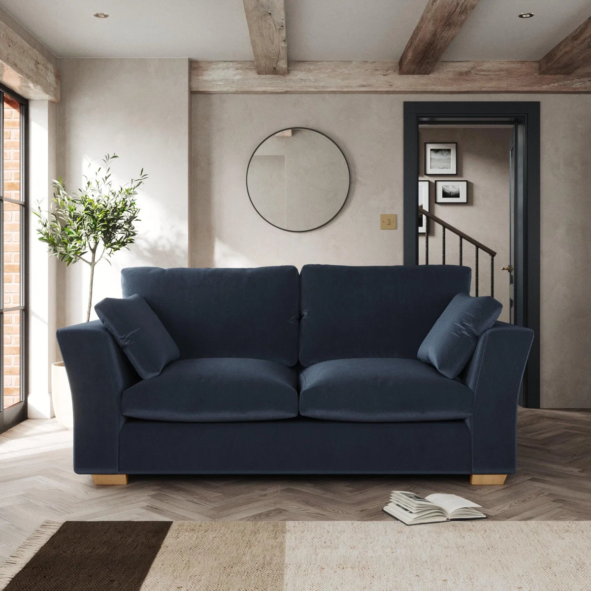 Blakeney 2 Seater Sofa Cosy Velvet Navy – image 1