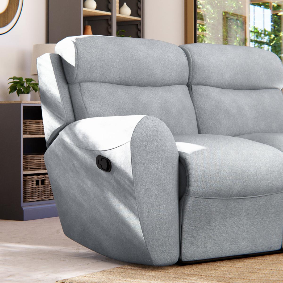 Wareham 2 Seater Manual Recliner Sofa Chenille Sky – image 6