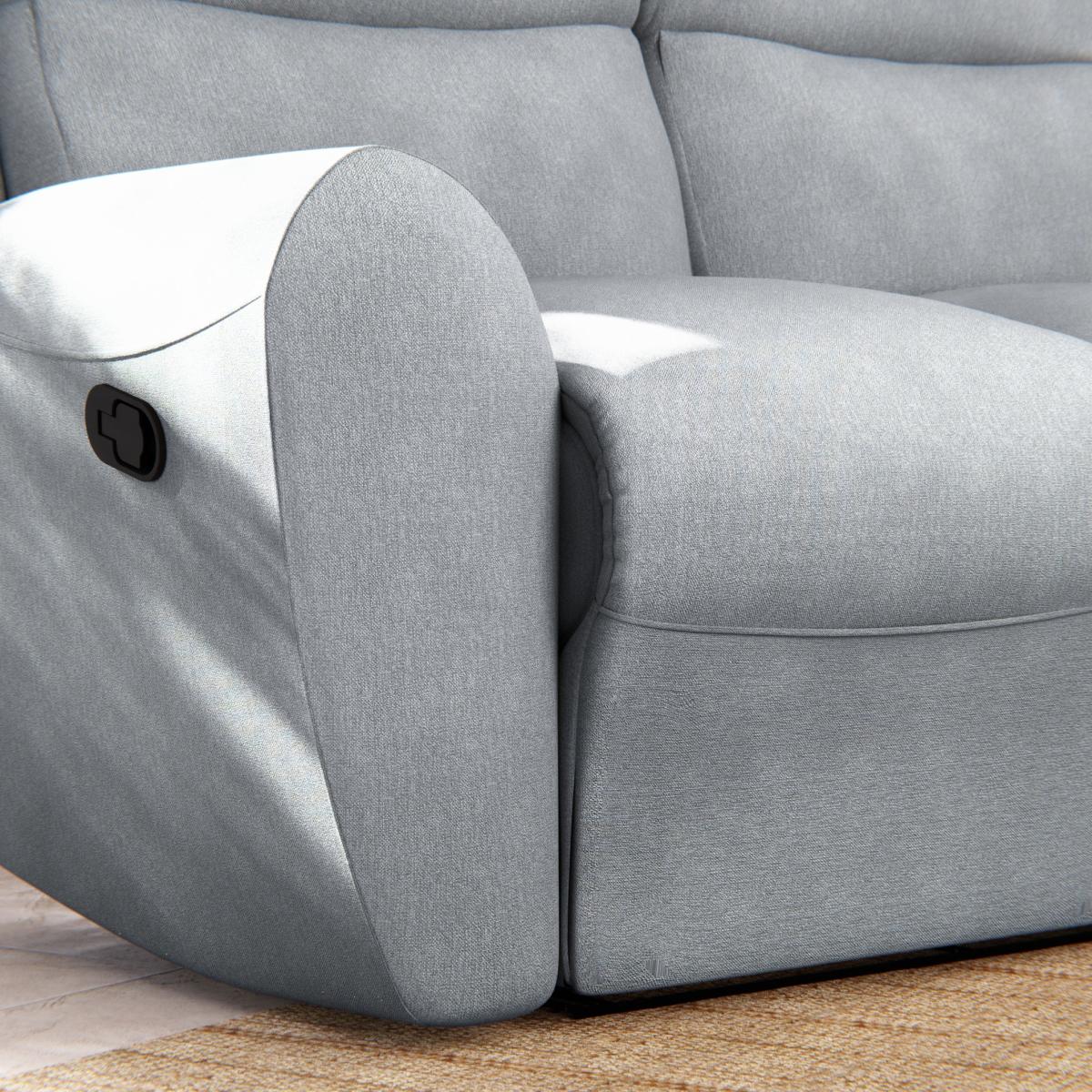 Wareham 2 Seater Manual Recliner Sofa Chenille Sky – image 8