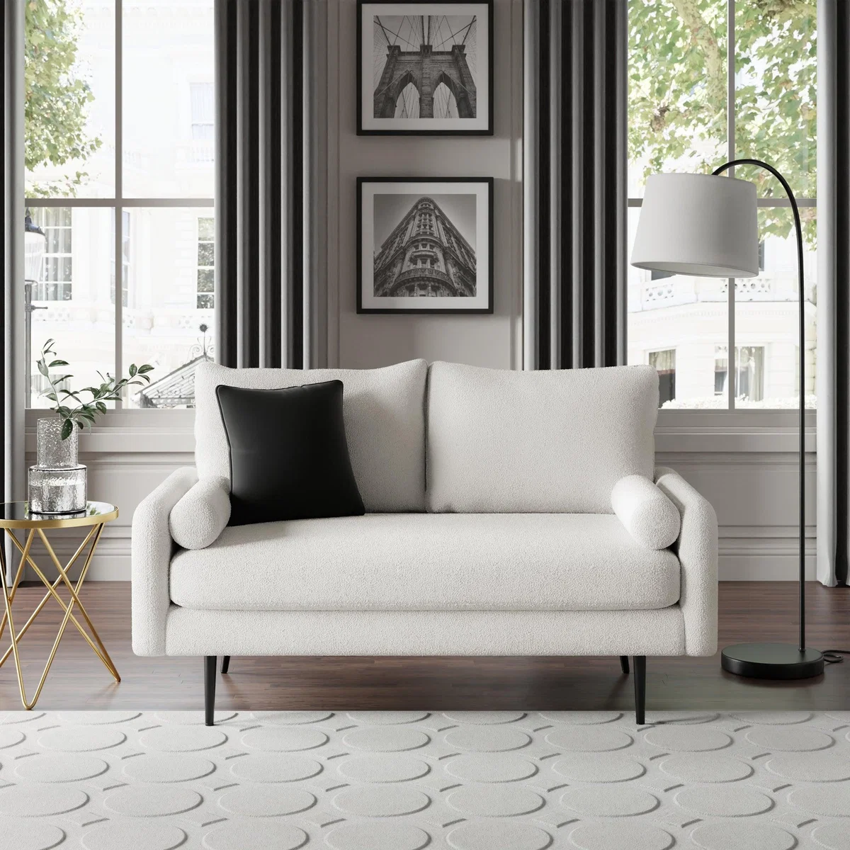Cassie Sherpa 2 Seater Sofa in a Box Ivory – image 1