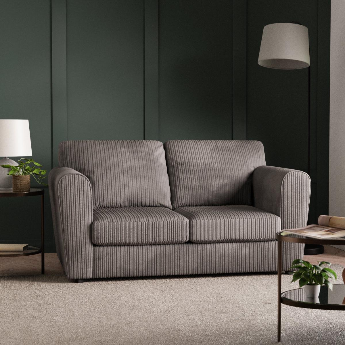 Blake Curved Arm Jumbo Cord Standard Back 2 Seater Sofa Jumbo Cord Grey – image 2