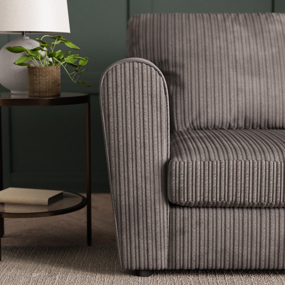 Blake Curved Arm Jumbo Cord Standard Back 2 Seater Sofa Jumbo Cord Grey – image 4
