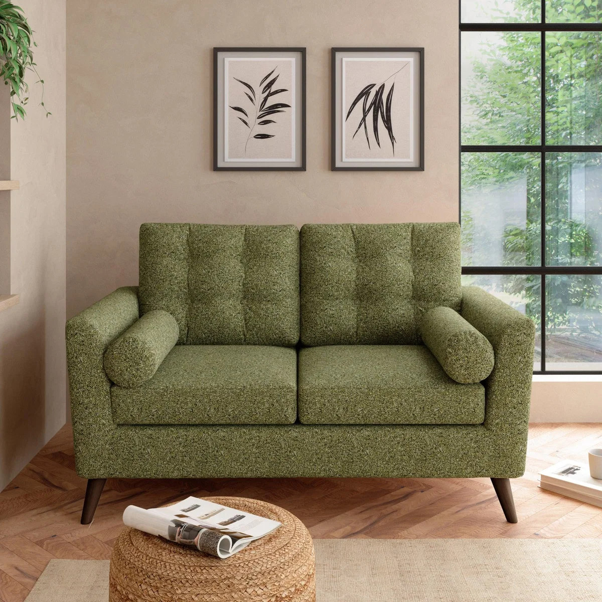 Lewes Woolly Marl 2 Seater Sofa Cosy Marl Olive – image 1