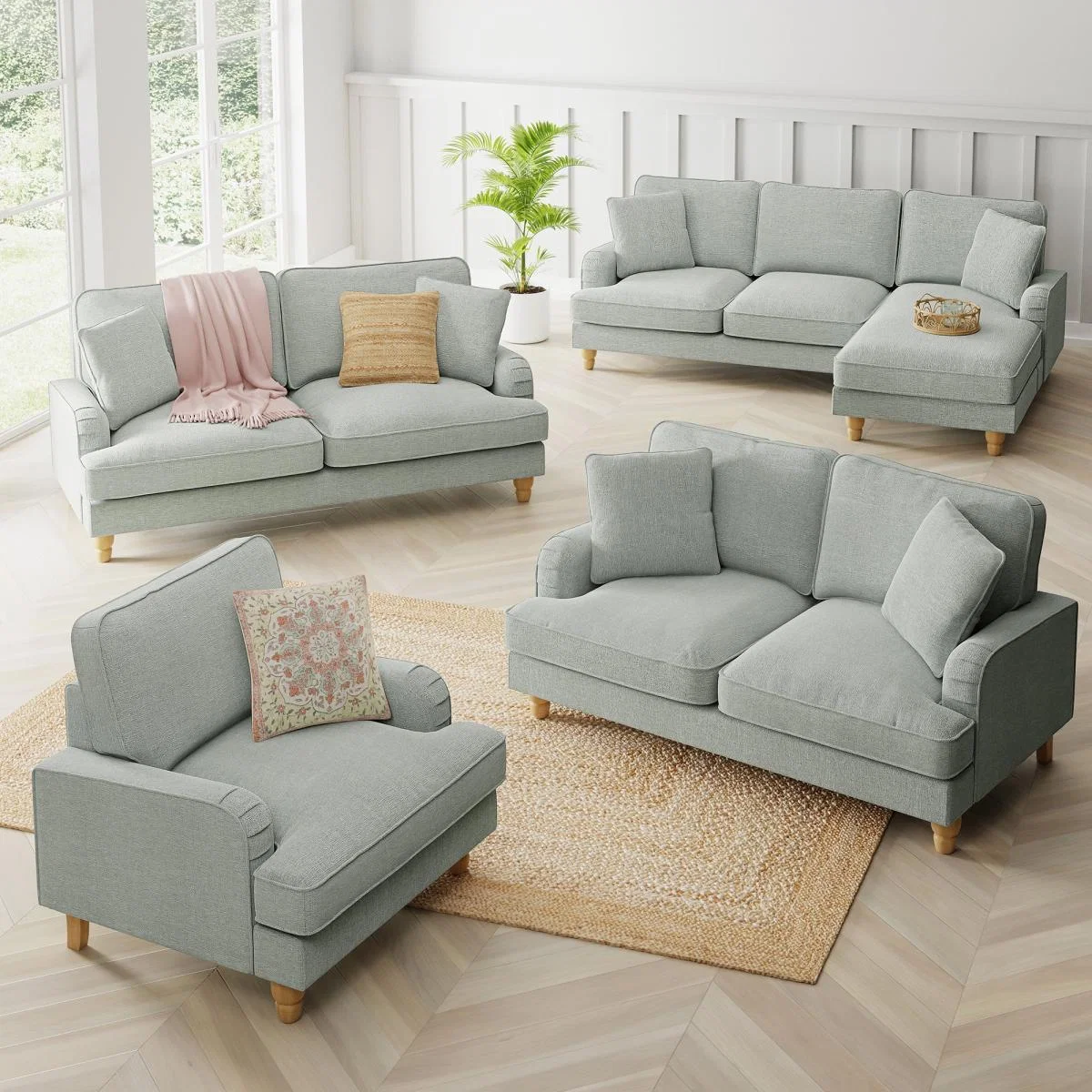 Beatrice Tonal Textured Weave 2 Seater Sofa Tonal Textured Weave Duck Egg – image 10