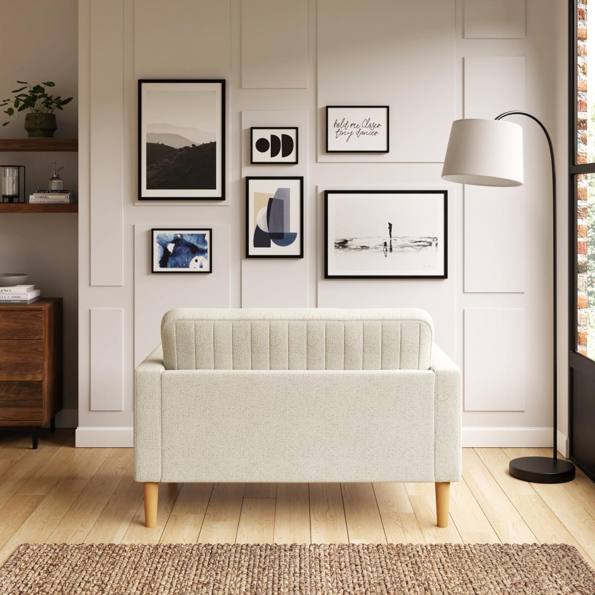 Jacob Pleated Cosy Chenille Compact 2 Seater Sofa Jacob Chenille Ivory – image 5