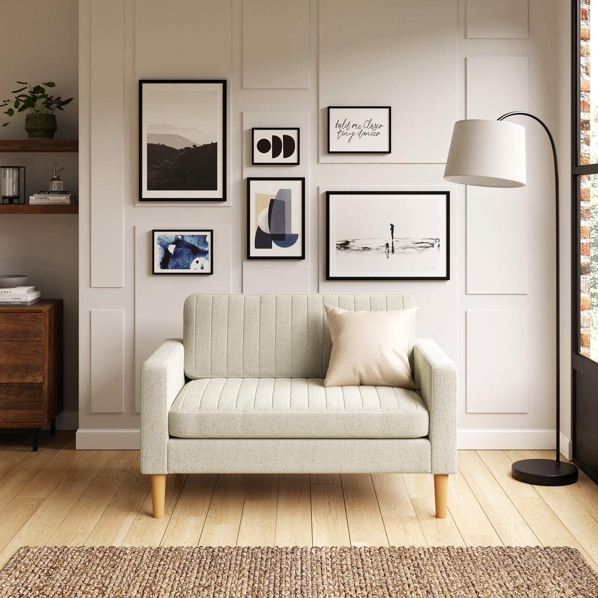 Jacob Pleated Cosy Chenille Compact 2 Seater Sofa Jacob Chenille Ivory – image 1