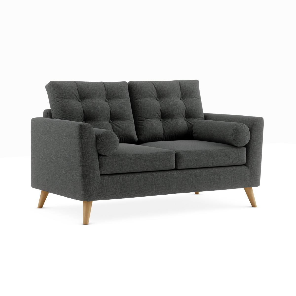 Lewes Slub Cotton Blend 2 Seater Sofa Slub Cotton Blend Black – image 2