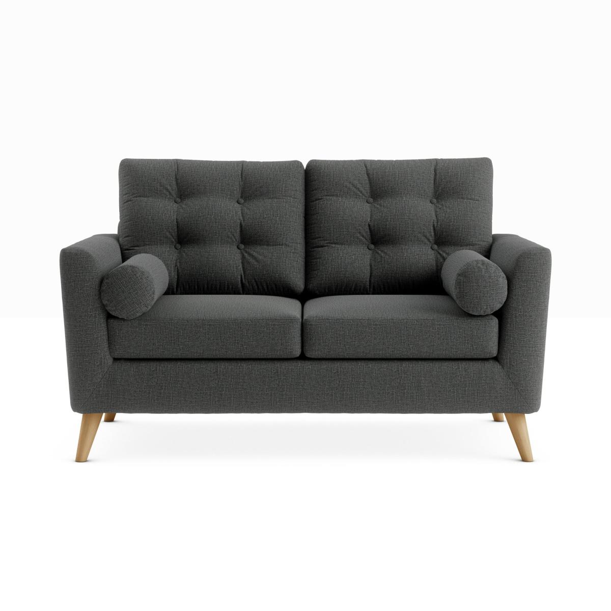 Lewes Slub Cotton Blend 2 Seater Sofa Slub Cotton Blend Black – image 3