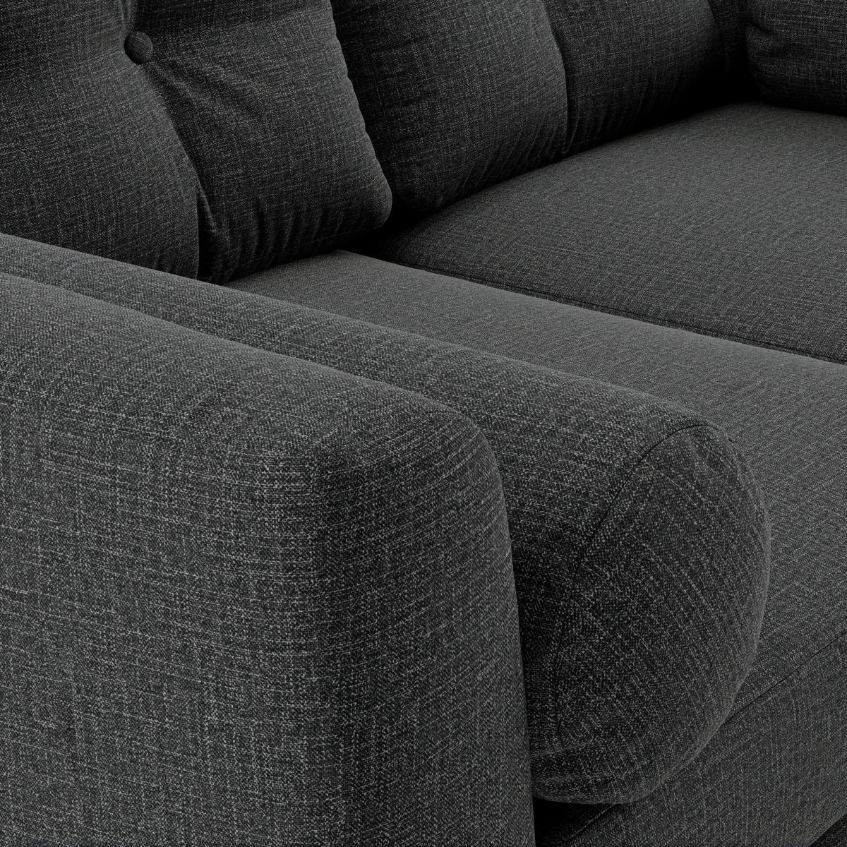 Lewes Slub Cotton Blend 2 Seater Sofa Slub Cotton Blend Black – image 7