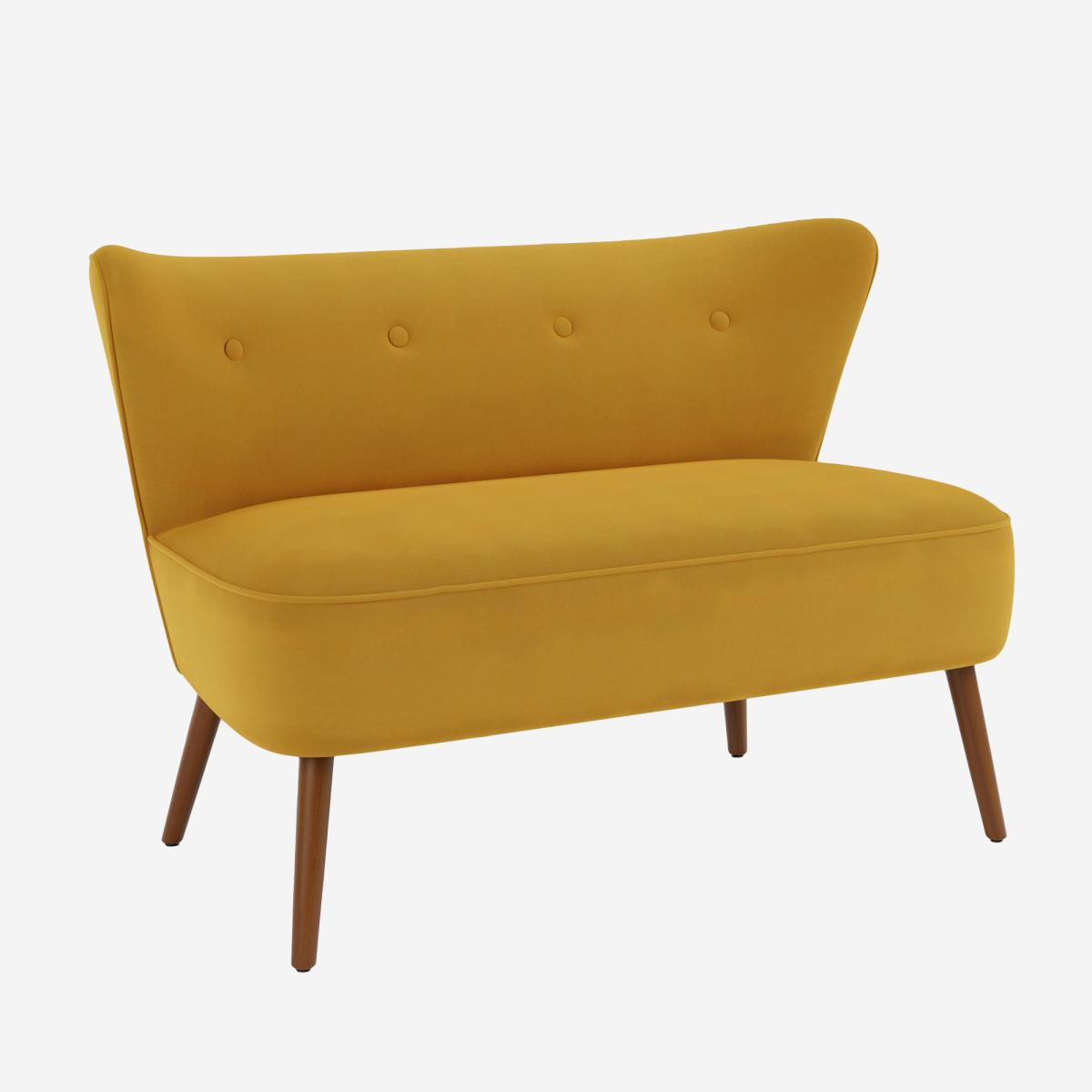 Eliza Velvet 2 Seater Compact Sofa Old Gold – image 2