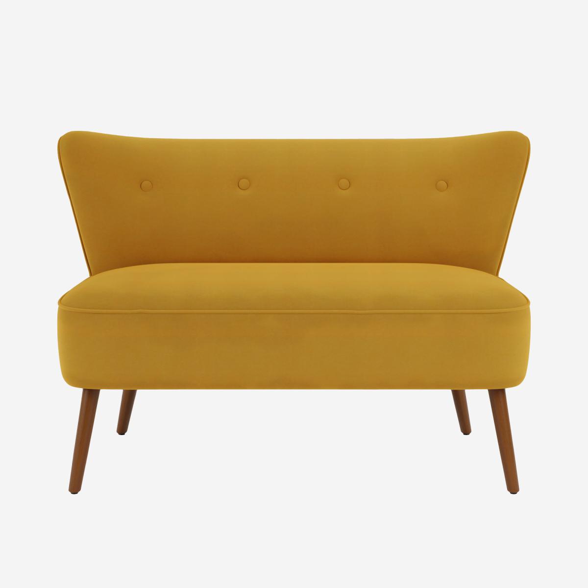Eliza Velvet 2 Seater Compact Sofa Old Gold – image 3