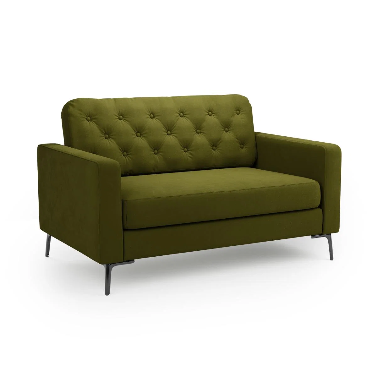 Jacob Velvet Buttoned Compact 2 Seater Sofa Olive – image 2