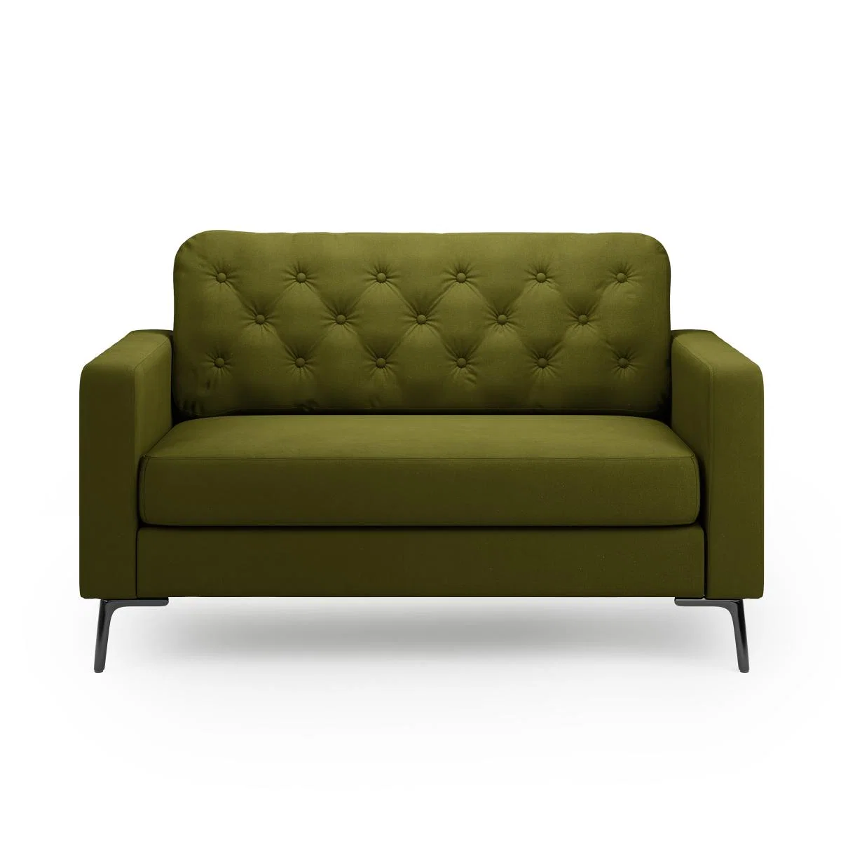 Jacob Velvet Buttoned Compact 2 Seater Sofa Olive – image 3