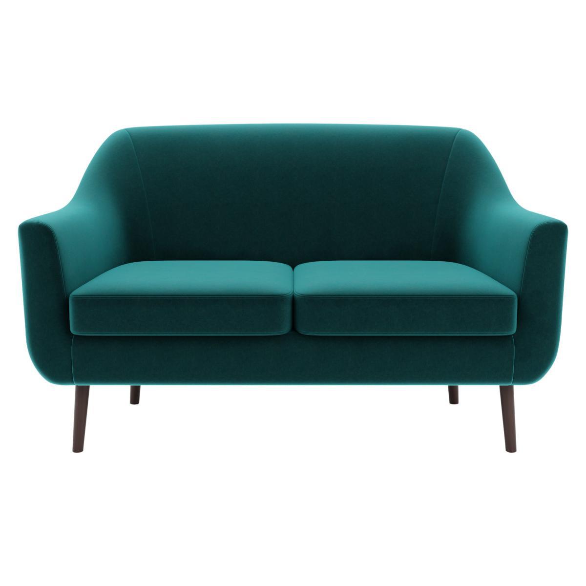 Eddie Velvet 2 Seater Compact Tub Sofa Peacock – image 2